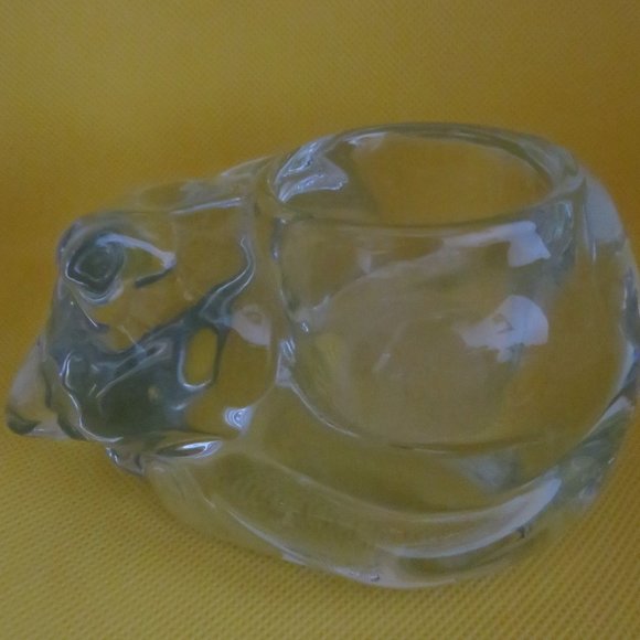 Sleeping Cat Clear Glass Votive Candle Holder (F55) - Picture 2 of 4
